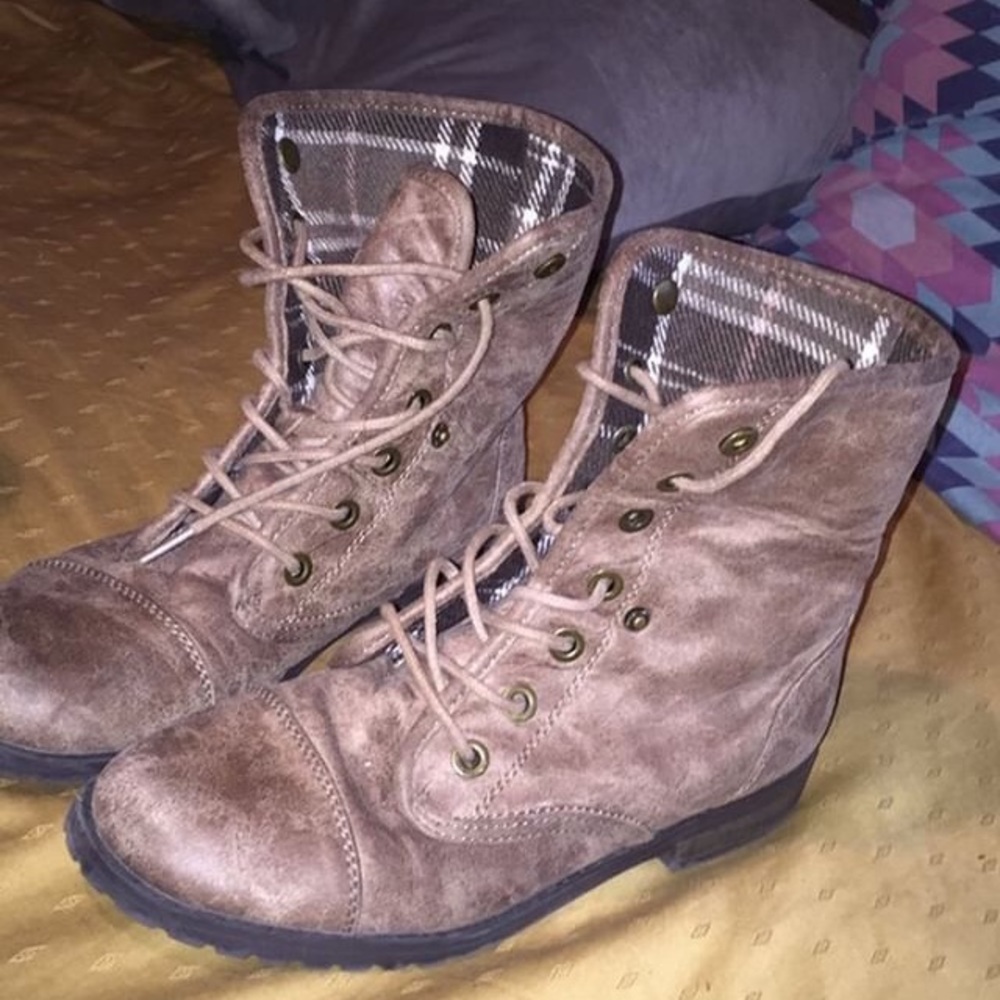 Brown leather boots